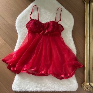 Vintage red babydoll dress-style lingerie in a medium by Juliara